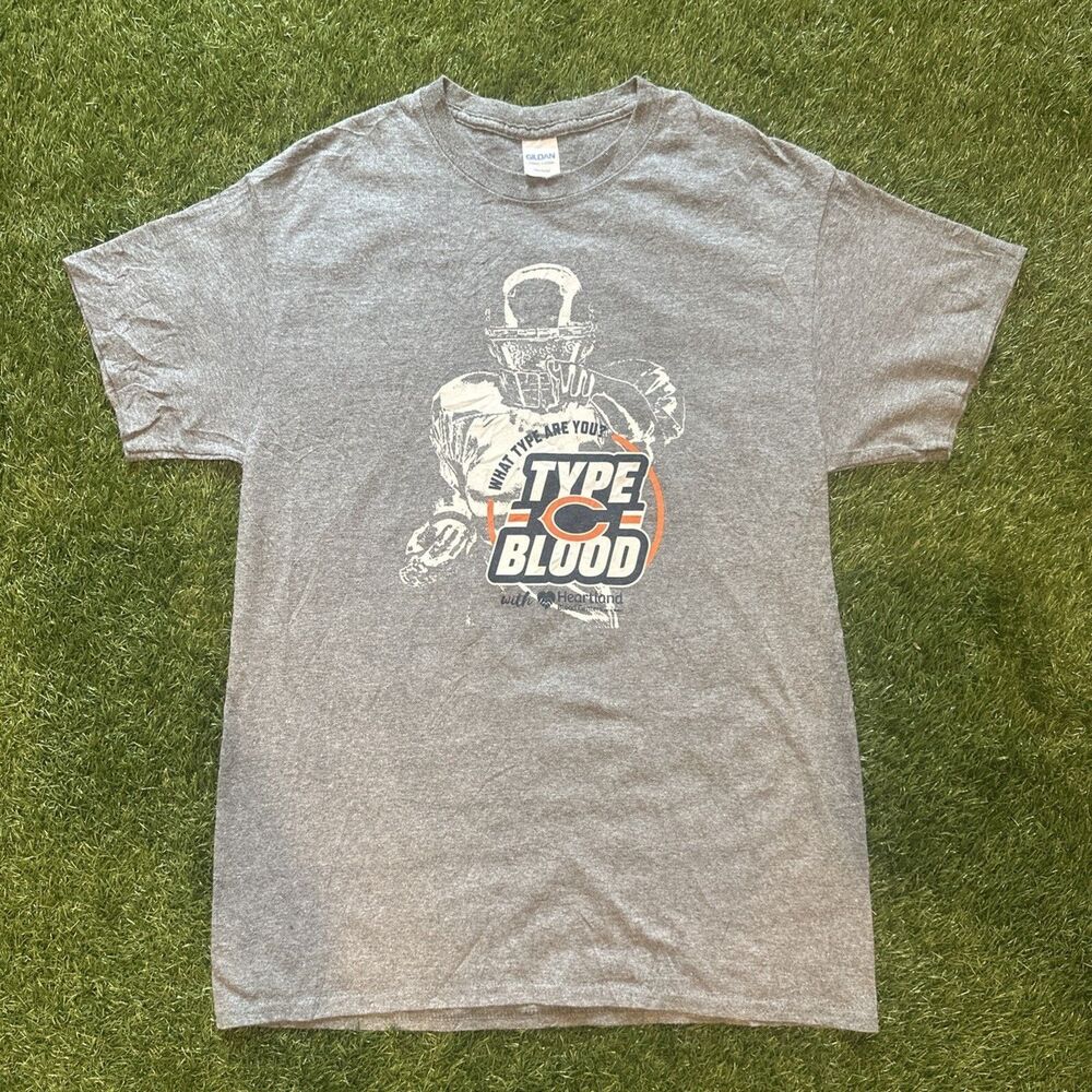 NFL Chicago Bears Type C Blood Gray Tee Shirt Men’s Size Medium Heartland Blood